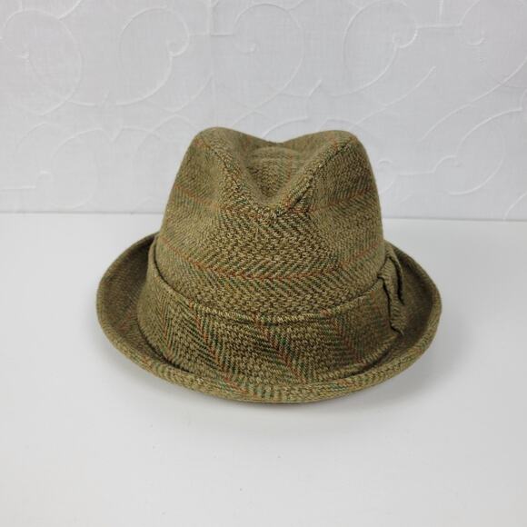Vintage Richman Bros Fedora Trilby Hat Mens 7-7 1/8 Green Plaid Feathers Box - Picture 13 of 16